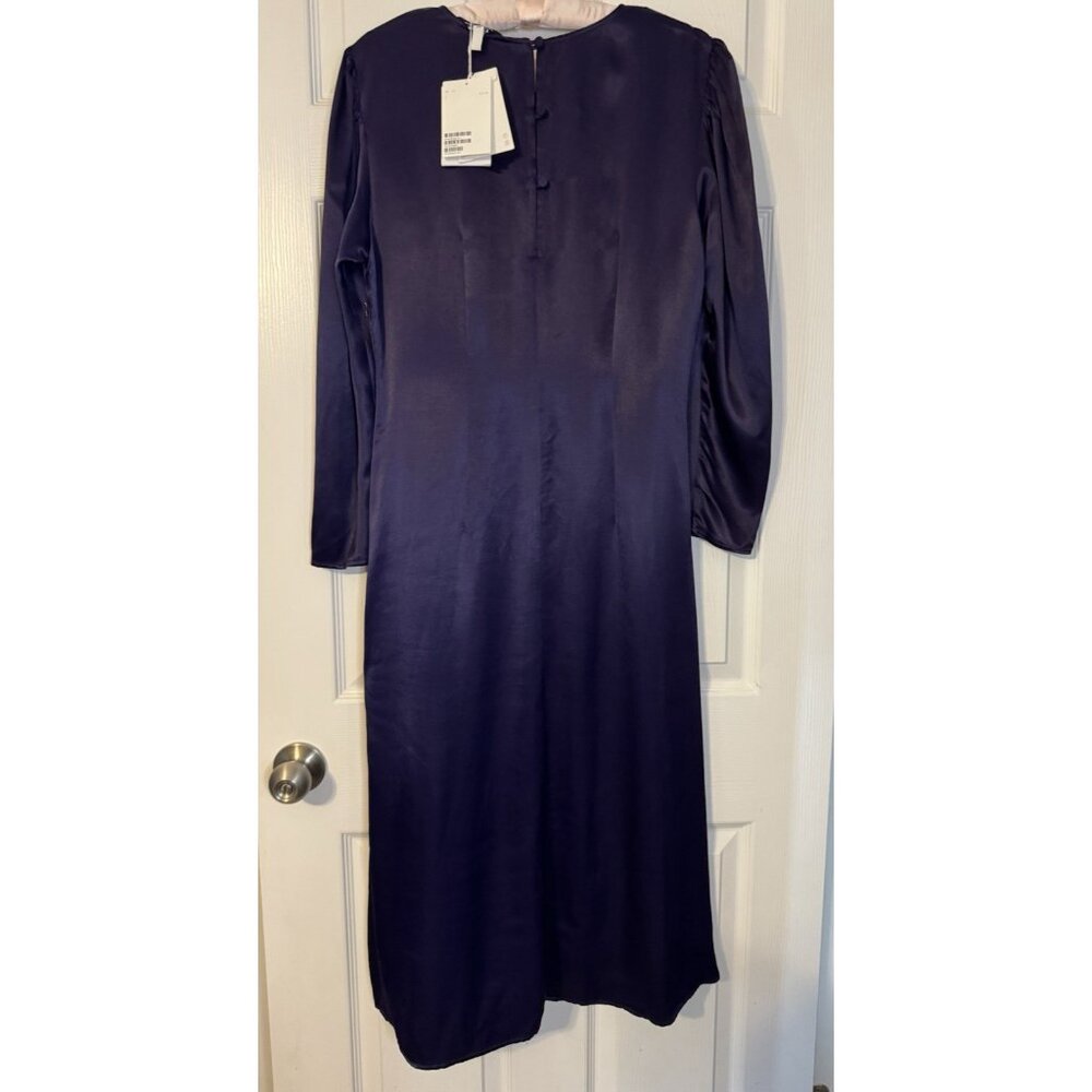& Other Stories Midi Dress 10 Purple 3/4 Long Sleeve Stretch 20's Retro NWT - Picture 8 of 10